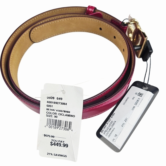 ❤️VALENTINE SPECIAL❤️ NWT.DOLCE&GABBANA 1" Patent Leather Logo Belt In Dark Pink - Picture 12 of 14